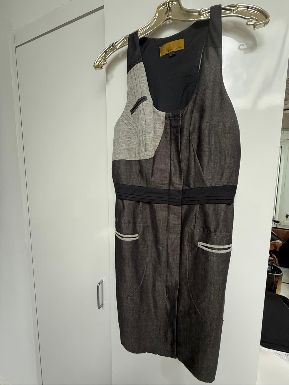 Nicole Miller black and gray midi dress